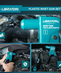 Heavy Duty Steel Plastic Rivet Gun Kit With Ergonomic Anti Slip Handle And Flush Cutter For Nylon Fasteners Auto Trim Do It Yourself Home Repairs One Hand Operation Runs Like Butter No Sweat Easy Pull Design Lightweight At Just Zero Point Eight Pounds in use on car interior.