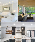 4 Pack 4 Inch Square LED Flush Mount Ceiling Light Fixtures, 10W Dimmable, in living rooms, patios, and kitchens.