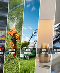 5 applications of 12V 10Ah LiFePO4 Deep Cycle Battery With Built In BMS For Fish Finder Lighting And Backup Power Your Go To Portable Power Pack With 3000 Plus Cycles Lightweight And Easy To Carry: fish finder, water pump, lawn mower, LED lights, security camera.