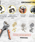 Pro Grade Grommet Tool Kit For Leather, Fabric And Vinyl Includes Grommet Press Tool, 90 Multicolor Grommets, Hole Punch