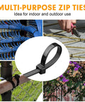 Beefy Heavy Duty Black Cable Zip Ties 12 Inch 1200 Pack Nylon 66 Tie Wraps With 50 Lb Tensile Strength for indoor and outdoor use