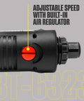 Professional Heavy Duty Quarter Inch Air Die Grinder With 115 Degree Angle And Straight Variants Variable Speed Pneumatic Grinder with red adjustable speed regulator.