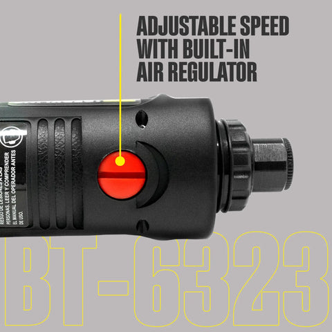 Professional Heavy Duty Quarter Inch Air Die Grinder With 115 Degree Angle And Straight Variants Variable Speed Pneumatic Grinder with red adjustable speed regulator.