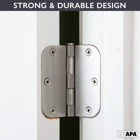 18 Pack Interior Door Hinges In Brushed Nickel Finish, 3.5 By 3.5 Inches, Satin Nickel Hardware showing strong durable design