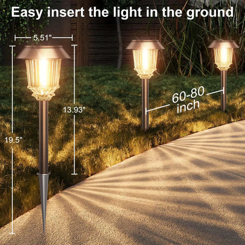 Image of Six Pack Solar Pathway Lights Outdoor Waterproof Dimmable 10-40 LM Auto On Off Yard Garden Walkway Driveway lighting.