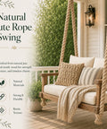 Image of a porch swing using Rugged Heavy Duty Jute Rope 2 Inch By 25 Feet, highlighting natural fiber and outdoor decor.