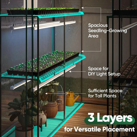 Walk In Greenhouse With Clear Plastic Cover 56x56x77 Inch Portable 3 Tier 4 Shelf Garden Kit For Winter Seed Starting And Plant Protection On Your Backyard Patio