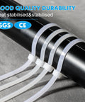 12 Inch Zip Ties 100 Pack Clear UV Resistant Industrial Cable Ties Self Locking Wire Ties For Indoor Outdoor Use 50 Lb Tensile Strength Built Tough Heavy Duty Nylon