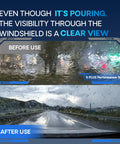 Comparison of windshield views before and after using Silicone Windshield Wipers Set 26 Inch And 19 Inch Replacement for Tesla Model 3 and Model Y.