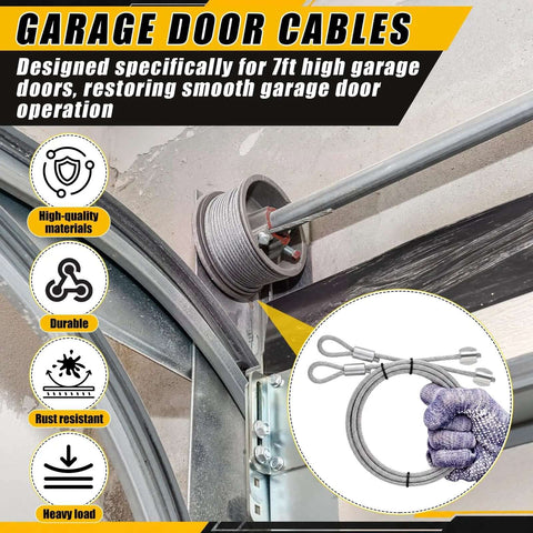 ElaraBerry Garage Door Repair Kit With 17 Inch Torsion Spring Winding Rods, 8 Ft Heavy Duty Cables, And Ten Smooth Nylon Rollers Featuring 6200 Zz Bearings For Quick Home Fixes. garage door cable on 7 ft door