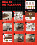 Step-by-step guide to using Heavy Duty Snap Fastener Tool Kit With Built In Hole Punch, 40 Sets Four Color Metal Snaps For Boat Cover Repair.