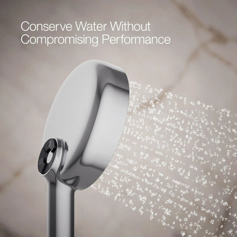 Statement Round Three Function Handshower With Soak And Restore 2.5 GPM Polished Chrome Katalyst Air Induction water spray view