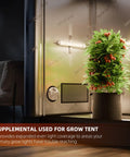 Full Spectrum LED Grow Light Bars Kit For Indoor Gardens And Grow Tents illuminating a green plant in a grow tent, waterproof design