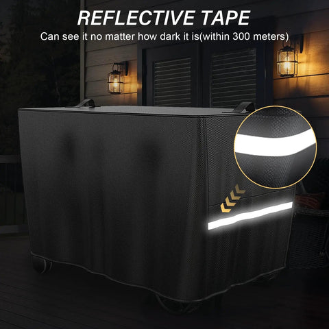 Pizza Oven Cart Table Cover For Outdoor Grills 53 X 26 X 28 In Heavy Duty 600D Weather Resistant Fabric with reflective tape at night