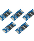 Five Pack 1S Lithium Iron Phosphate Bms Pro Board For 18650 Cells With 16 Amp Draw Support and circuit safety features.