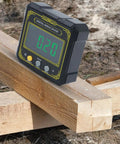Dope Digital Protractor With Large LCD Screen Angled Meter Mount on wooden beams for woodworking accuracy