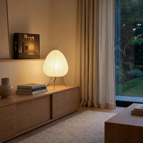 Noguchi Inspired Rice Paper Lamp Dimmable Japanese Paper Lantern For Cozy Japandi Vibe With Soothing Ambient Glow Washi Shade And Handcrafted Craftsmanship Perfect For Living Room Or Bedroom