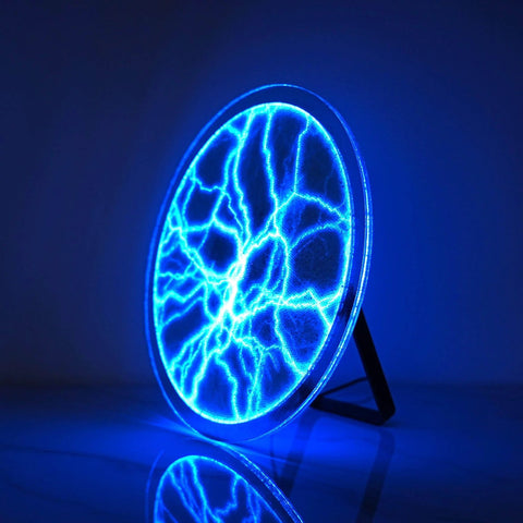 12 Inch Plasma Disc Light Plate With Dope Touch Responsive Glow, Music And Voice Activated Sensor on stand, blue illumination