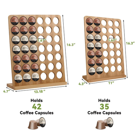 Bamboo K Cup Holder Storage Organizer Holds 35 Coffee Pods For Countertops In Coffee Bars Offices And Kitchens