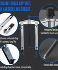 Image showing components of the 6 In 1 Gear Puller Set With 13 Pieces Including 2 Jaw And 3 Jaw Bearing Puller Kit Reversible Jaws Cr V Steel Heavy Duty Pulley Puller Tool For Quick, Easy Removal Of Pulleys Gears Bearings And Flywheels, highlighting the steel build, hexagonal design, and durable claw.