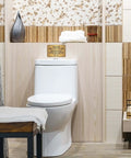 Bathroom with 2 Pack Do Not Flush Sign Self Adhesive Gold And Black Toilet Rule Sticker for Bathrooms And Offices on wall