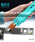 Integrated Hot Air Rework Gun With Sleep Dock For Tight Spaces, Up To 500 Degrees, showing usage on PCB repair.