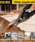 Heavy Duty 10 Inch Tin Snips For Metal Cutting With Chrome Vanadium Blades Left Handed Aviation Snips cutting rusty metal sheet