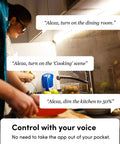 Person using Six Point Six Feet Dope Smart LED Strip Lights Kit With Multizone RGB And Tunable White in kitchen, voice control with Alexa