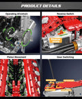 DIY V12 Engine Model Kit With 3472 Pieces For Teens And Adults Hands On Engine Project STEM Building Set For Mechanics Enthusiasts Educational Hobby Gift And Realistic Engine Showcase showing drivetrain, reverse switch, pistons, and gear shifting