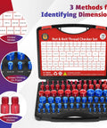 70 Piece Thread Checker Set For Nuts And Bolts, Includes 37 Inch And 33 Metric Gauge Box, SAE And Metric Sizes, Compact Kit