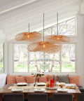 Farmhouse Bamboo Woven Pendant Light Fixture Handwoven Natural Bamboo Twisted Lampshade Boho Beachy Vibe For Kitchen Island Dining