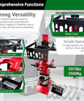 Heavy Duty Pneumatic Strut Compressor Badass Floor Setup Air Driven Shock Spring Remover showing safety cage and foot pedal valve.