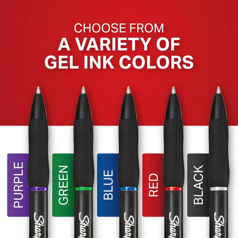 Goes On Like Butter Gel Pens Black 0.7 Mm Medium Point 12 Pack Featuring Zero Smear Quick Dry Ink with various color options.