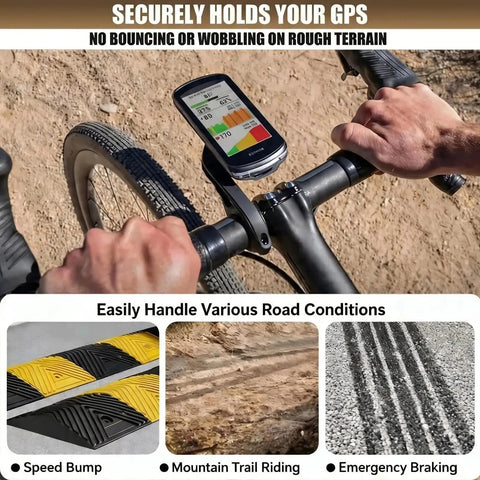 Cyclist using Beefy Bike Handlebar Mount For Garmin Edge GPS Computers That Fits 500 Through 1050 Plus And Explore Series
