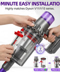 Hands installing Replacement Dust Bin And HEPA Filter Kit For V11 And V15 Series Vacuum Cleaners SV14 SV15 SV22 Fixes Broken Latch Restores Suction And Easy Dirt Cup Access