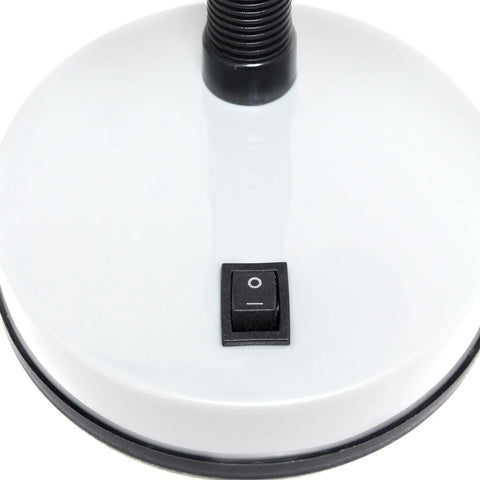 Close-up of on/off switch on base of Basic Metal Desk Lamp With Flexible Hose Neck In White Finish, The Everyday Work Buddy For Office, Living Room