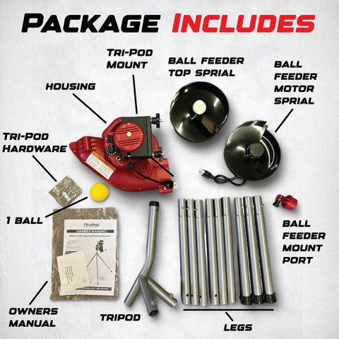 Package includes components for Kid Friendly Portable Baseball Pitching Machine With Adjustable Speed And Angle For Backyard Practice