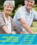 Elderly couple wearing soft silicone ear plugs on neck for sleeping and noise reduction, ideal for activities, 23dB