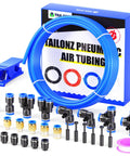 Blue 10mm OD PU Air Tubing Kit 32.8ft 10m with Push To Connect Fittings 29 Pcs, ultra flexible no kink for pneumatic systems