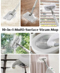 Professional Grade Multi Function Steam Mop With Detachable Handheld Steamer For Hardwood And Tile Floors Quick Heat Tech cleaning windows and upholstery.