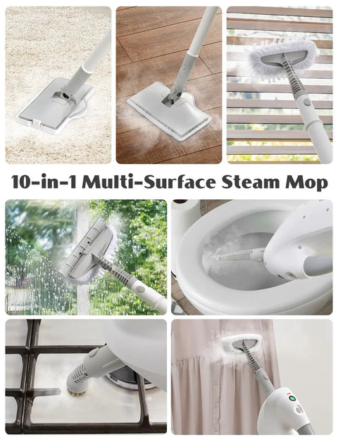 Professional Grade Multi Function Steam Mop With Detachable Handheld Steamer For Hardwood And Tile Floors Quick Heat Tech cleaning windows and upholstery.