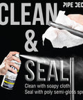 Person cleaning 2 inch threaded pipe with cloth and spray for 2 Inch Malleable Iron Floor Flanges Set Of 4 For Standard 2 Inch Threaded Pipes And Fittings.