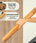 Wall Mounted Indoor Stair Railing Solid Pine Wood Handrail Heavy Duty Grab Bar With Non Slip Grip Built Tough To Handle Daily Use Supports Three Hundred Pounds with semicircular handle design for easy grip.