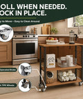 Top Notch 1 Inch Swivel Caster Wheels Set Of 4 Featuring Rock Solid Brake Locks for kitchen cart with foot-operated brake and quiet TPR wheels.