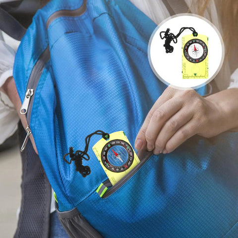Orienteering Compass With Scale Acrylic Navigation Tool Portable Hiking Compass for backpacking on blue bag pocket