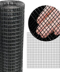Heavy Duty Black Hardware Cloth Roll PVC Vinyl Coated Galvanized Steel Wire Mesh One Quarter Inch 23 Gauge Size viewed with close-up detail.