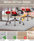 Two rolling office chairs on Heavy Duty 36x48 Inch Chair Mat For Carpet Protects Floors From Rolling Office And Gaming Chairs Clear Under Desk Rug Pad With Studded Anti Slip Backing For Smooth Glide And Quiet Movement on low pile carpet.