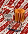 Lexus Engine Oil Filter 04152-YZZA3 Genuine OEM Replacement For Your Ride, shown with box and parts on branded background.