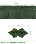 Faux Ivy Privacy Fence Panel For Outdoor Spaces Heavy Duty Hedge Screen With Realistic Leaves measuring 39.5 by 118 inches