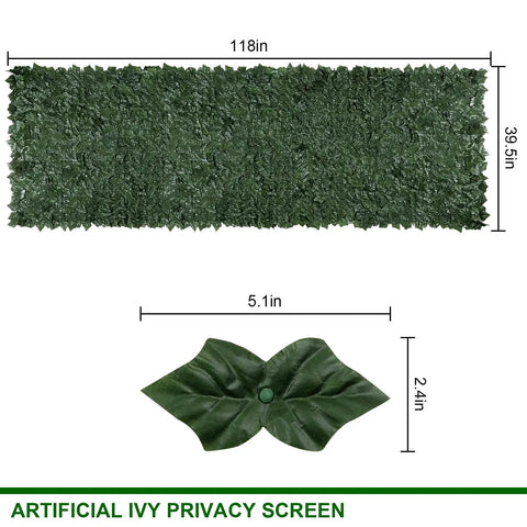 Faux Ivy Privacy Fence Panel For Outdoor Spaces Heavy Duty Hedge Screen With Realistic Leaves measuring 39.5 by 118 inches